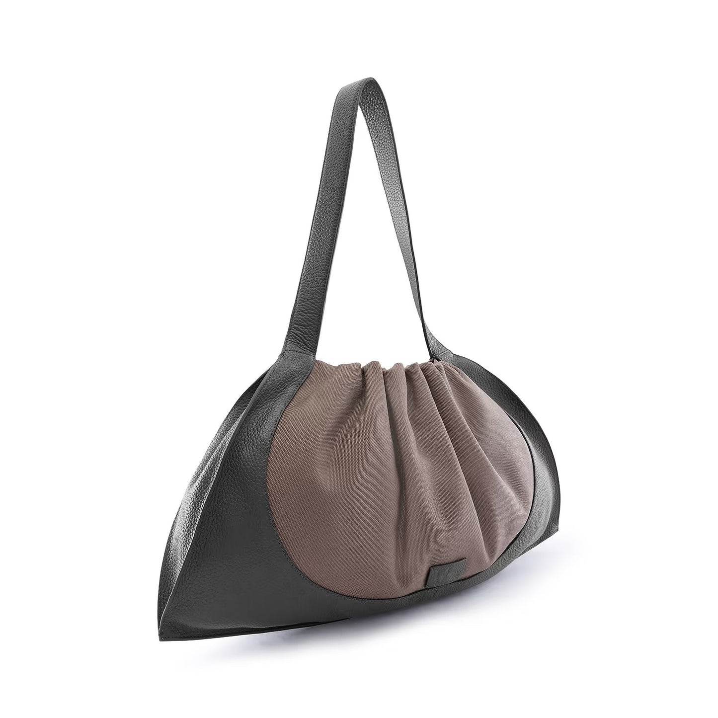 Zweifarbige Hobo-Schultertasche mit Raffverschluss