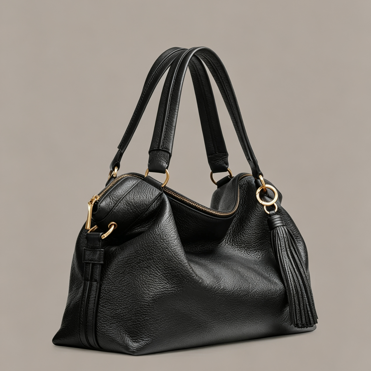 Weiche Hobo-Tasche mit Quasten-Detail und Doppelgriffen
