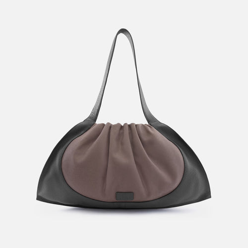 Zweifarbige Hobo-Schultertasche mit Raffverschluss