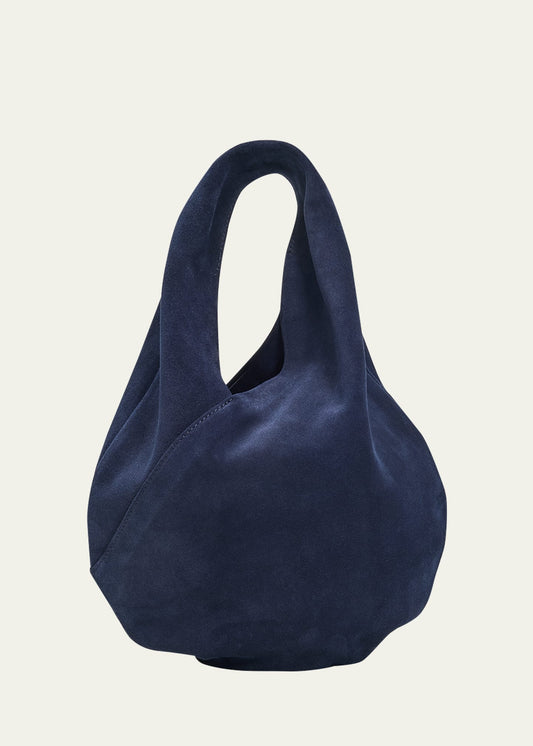 Weiche Tropfen-Handtasche aus Veloursleder mit Magnetverschluss