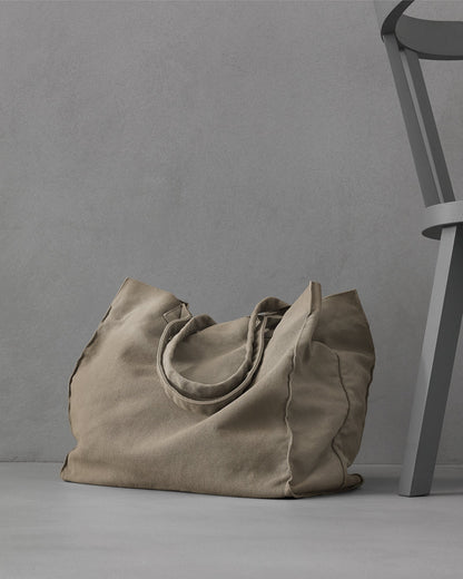 Großer Shopper aus gefärbtem Baumwoll-Canvas